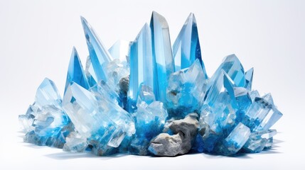 ethereal blue gemstone array, isolated white background