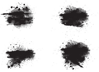 墨の滲みと飛沫が混じったスプレーエフェクトイラスト