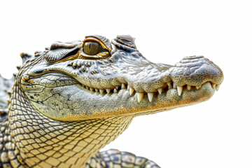 Fototapeta premium Crocodile face Close-up isolated on white