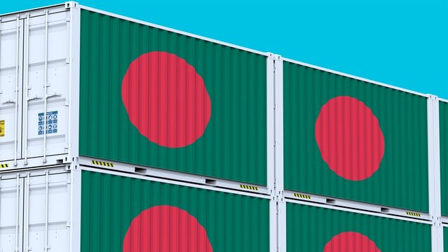 Bangladesh logo United in Trade Logo and Flag Featured on Metal Shipping Containers