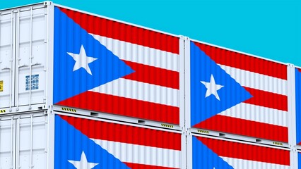 Obraz premium Puerto Rico logo Metal boxes with the logo and flag