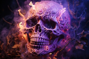 燃える骸骨,Generative AI AI画像