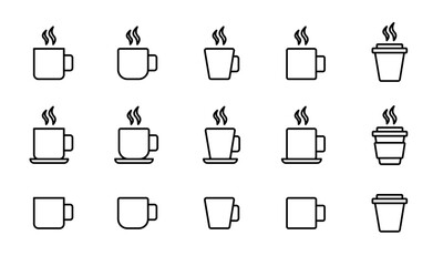 コーヒーカップのアイコンセット/コーヒー/カップ/ホットコーヒー/カフェイン/マグカップ/飲み物/カフェ/イラスト/ベクター