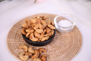 Grilled cashew nuts in a bowl