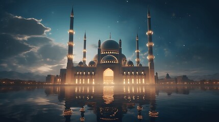 Fototapeta na wymiar Beautiful mosque. Ramadan Kareem. generative ai