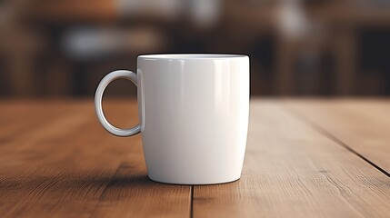Fototapeta premium Coffee cup on wooden table with bokeh background. generative ai