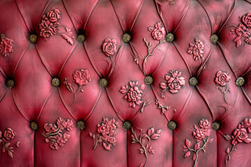 Elegant Red Floral Embossed Leather Texture