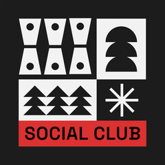 Vector aesthetics boho geometric trendy poster sticker art print template