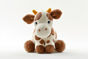 Fototapeta premium Adorable Plush Toy Cow Isolated on White Background
