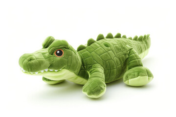 Fototapeta premium Adorable Plush Toy Alligator Isolated on White Background