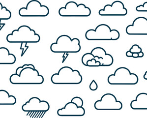 Simple outline clouds vector Set Stock Collection Generated by Ai