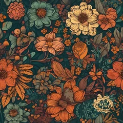 Deurstickers floral drawing illustration  © Wipada