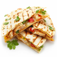 Chicken Quesadilla isolated on a white background