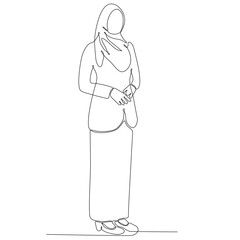 continuous line of career woman vector illustration