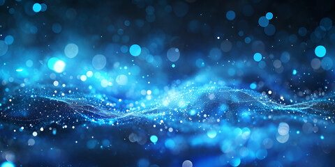 Dark blue and glow particle abstract background | A blue background with a blurry background