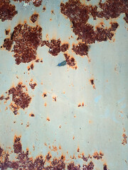 Rusty metal background with streaks of rust. Corroded metal background. Rust stains. Rusty corrosion.