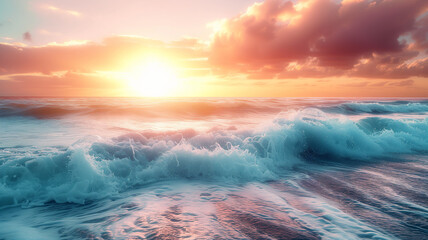 A Colorful Vibrant Seascape with Waves