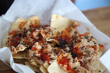 Seafood nachos served at a boathouse in Columbus, Ohio	