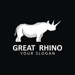 Rhino logo. Rhinoceros icon. Endangered animal symbol. African wildlife brand emblem. Vector illustration. this logo suitable for industrial, building, security and construction companies.