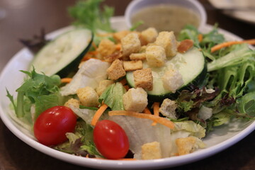 Gourmet salad on a plate in a restaurant in Minneapolis, Minnesota	
