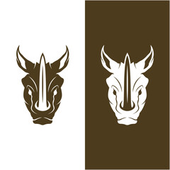 Rhino logo. Rhinoceros icon. Endangered animal symbol. African wildlife brand emblem. Vector illustration. this logo suitable for industrial, building, security and construction companies.