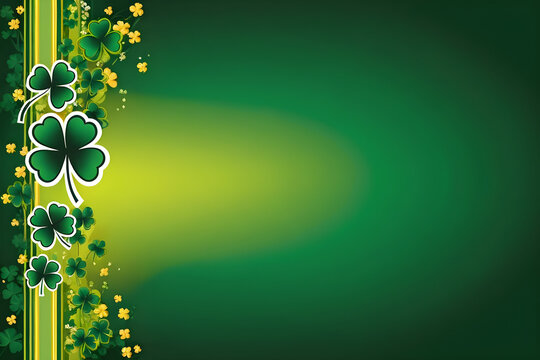 St Patricks Day background image with shamrocks on the left boarder