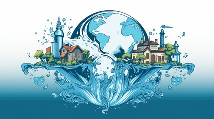 Illustration of Water Conservation Concept WorldWaterDay 

