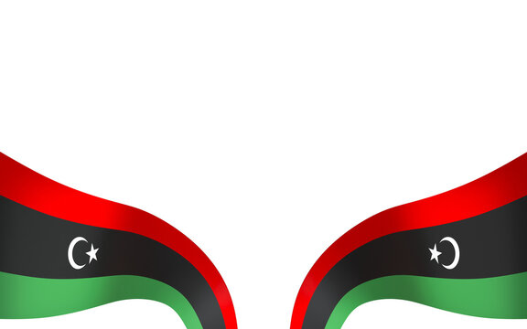 Libya flag element design national independence day banner ribbon png
