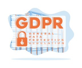 GDPR, Compliance with general data protection regulations. Server room background. General rules for data protection gdpr. flat vector modern illustration 
