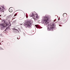 light lavender and deep rose color floral vines boarder style vector