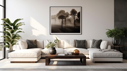Modern living room interior design with elegant color palette 