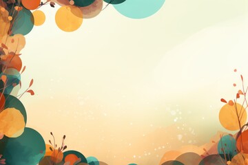 Obraz na płótnie Canvas blank copy space background with colorful floral border, minimalistic mock-up frame