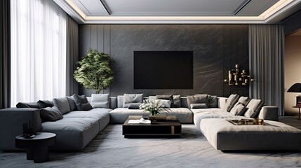 Modern living room interior design with elegant color palette 