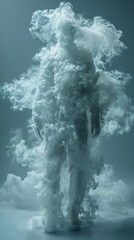 person made out of clouds, surrealism illustration.