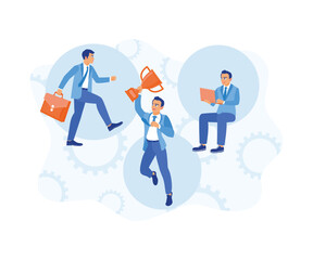 Manager and employee working together in modern office. Develop marketing to achieve business targets. Marketing concept. flat vector modern illustration 