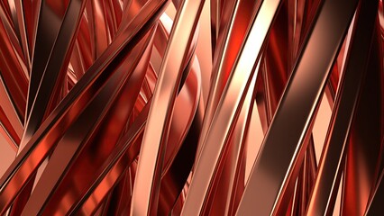 Copper Wavy Metal Gentle Curtain Modern Artistic Luxury Shape Elegant Modern 3D Rendering Abstract Background