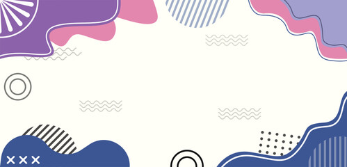 Abstract background colorful Memphis flat geometric shapes Design for poster, presentation, card, cover, banner, Wavy flat style design