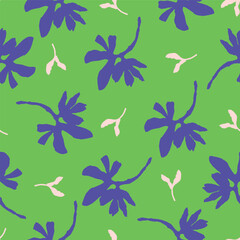 Trendy vector floral pattern with organic botanical shapes. Modern bold summer flower print, design in scandi style.