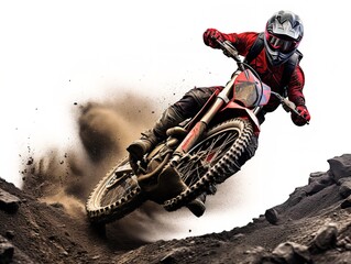 Rugged Dirt Bike Racing on Remote Mountain Trail - AI Generated