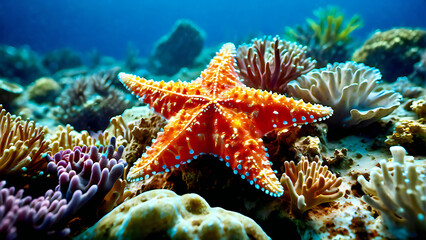 starfish and coral