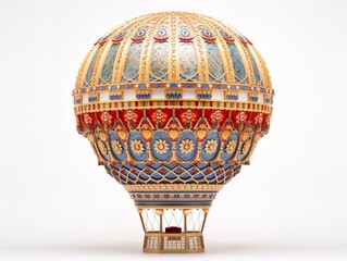 Dreamy Hot Air Balloon Floating in Blue Sky - AI Generated