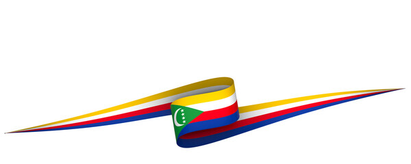 Comoros flag element design national independence day banner ribbon png
