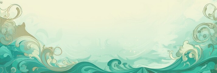 Fototapeta na wymiar Aqua illustration style background very large blank area