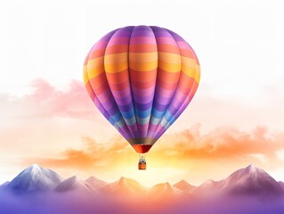 Fototapeta premium Dreamy Hot Air Balloon Floating in Blue Sky - AI Generated