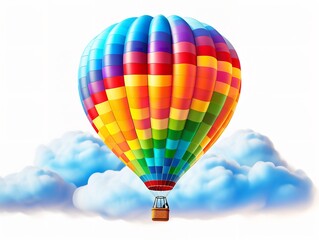 Fototapeta premium Dreamy Hot Air Balloon Floating in Blue Sky - AI Generated