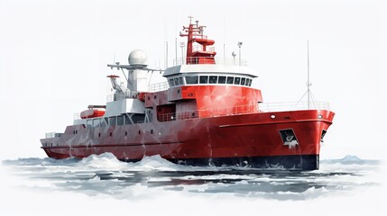 Mighty Icebreaker Ship Pioneering Arctic Waters - AI Generated
