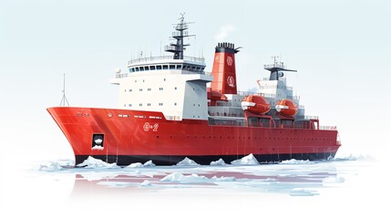 Mighty Icebreaker Ship Pioneering Arctic Waters - AI Generated