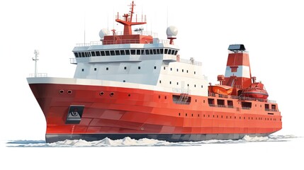 Fototapeta premium Mighty Icebreaker Ship Pioneering Arctic Waters - AI Generated