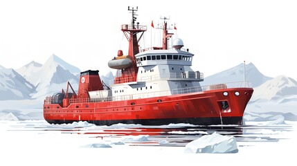 Mighty Icebreaker Ship Pioneering Arctic Waters - AI Generated