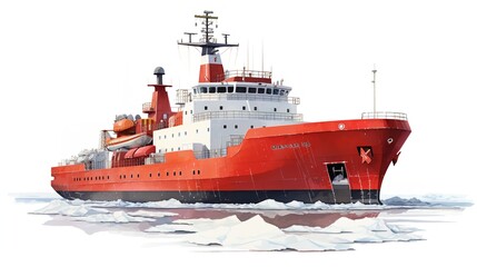 Mighty Icebreaker Ship Pioneering Arctic Waters - AI Generated